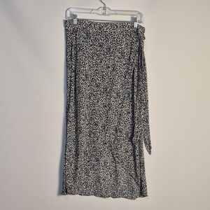 American Eagle Women M Leopard Print Midi Wrap Around Tie Waist Bobo Flowy